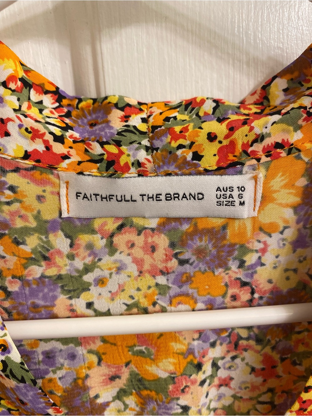 FAITHFULL THE BRAND FLOWY MIDI DRESS V-NECK FEMININE PRAIRIE ROMANTIC SIZE 6 MED - Picture 7 of 16
